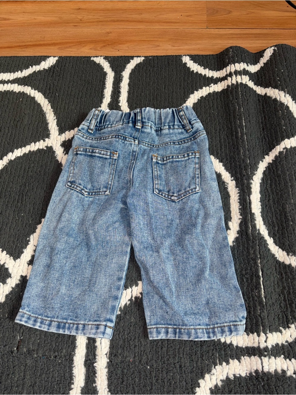 Kids Denim Pants with Pink & Red Flower Appliqués - Picture 2 of 2